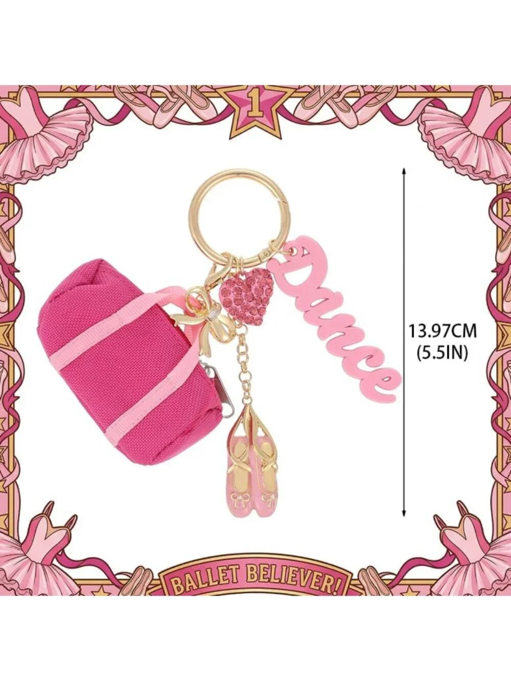 Mini Sports Keychain Charm - Soccer, Pickleball, Tennis, Dance & Cheer Gift